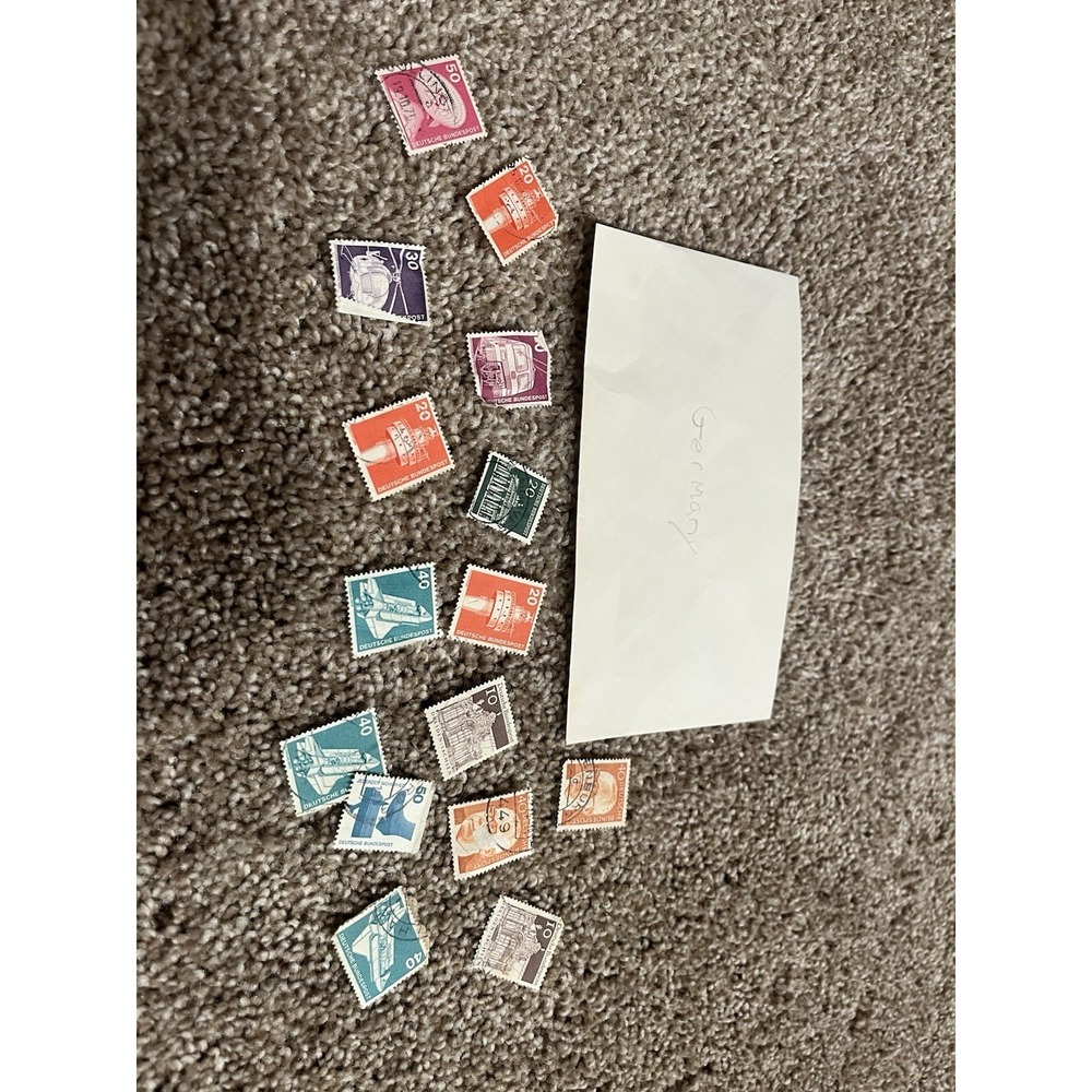 used vintage German postage stamps from the Deutsche Bundespost era